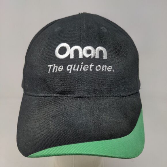 Onan the Quiet One Men's Strapback Hat Black Green Embroidered Logo - Picture 2 of 8